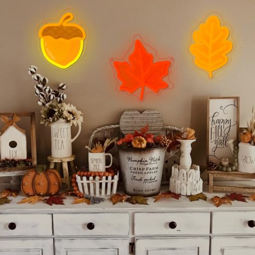 3Pcs Fall Thanksgiving Neon Signs