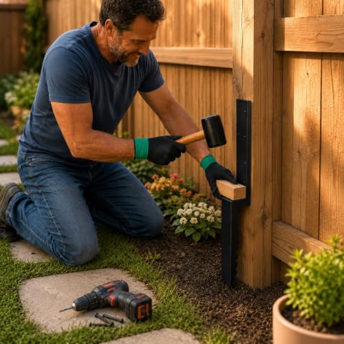 Upgraded Heavy Duty Fence Post Repair Kit Thickened Steel Anchor Stakes