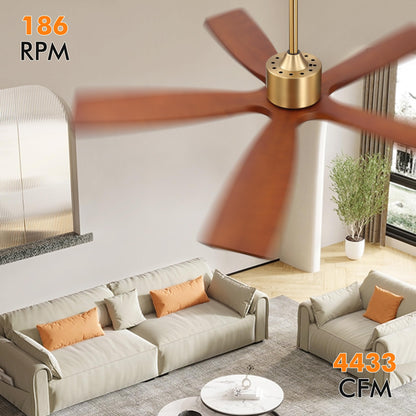 54 Inch DC Ceiling Fans without Light (Aged Brass and Dark Walnut / 54")