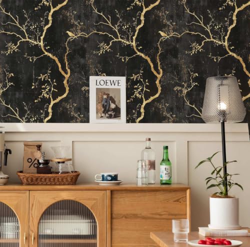 Black and Gold Peel and Stick Wallpaper