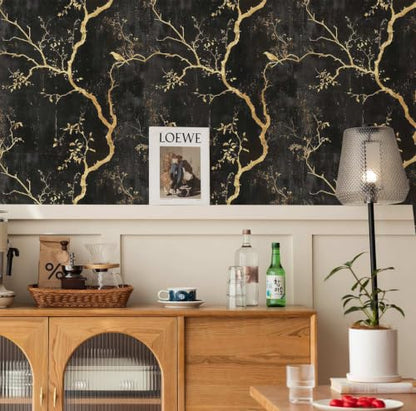 Black and Gold Peel and Stick Wallpaper