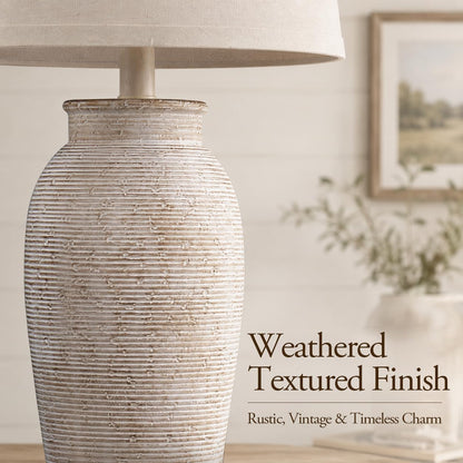 Ceramic Table Lamp for Living Room (24.5" 1 Pcs - Brown)