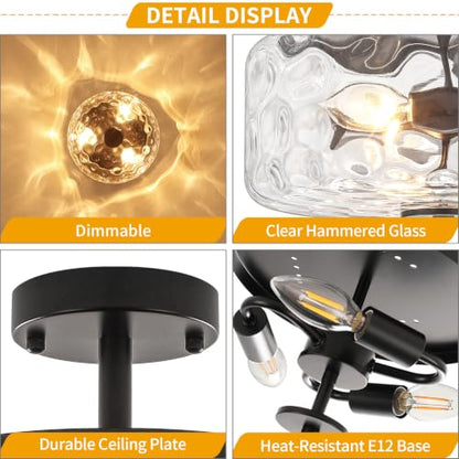 11.81" Modern Close to Ceiling Light Fixtures Industrial Glass Ceiling Lamp