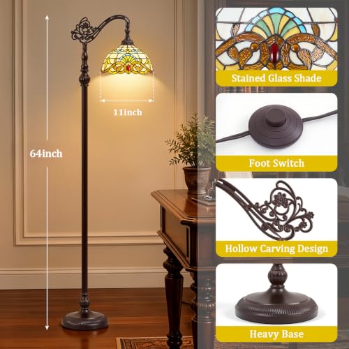 Tiffany Style Stained Glass Arc Floor Lamp
