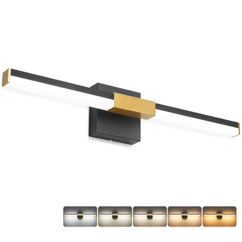 Bathroom Light Fixtures 5CCT (Black Gold-5CCT, 5-Step Brightness Control / 24 inch)
