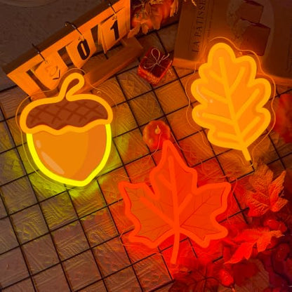 3Pcs Fall Thanksgiving Neon Signs