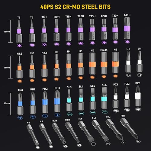 Magnetic Screwdriver Set Precision Multi Bit Repair Kit with Detachable Allen Wrench T Handle for Furniture