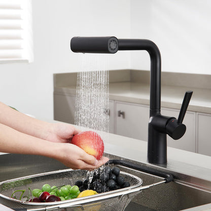 Black Waterfall Kitchen Faucets with Pull Down Sprayer (Waterfall / W-Matte Black)