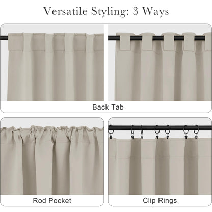 Blackout Curtains 96 inch Length 2 Panels Set (Cream / 52"W x 96"L (Pack of 2))
