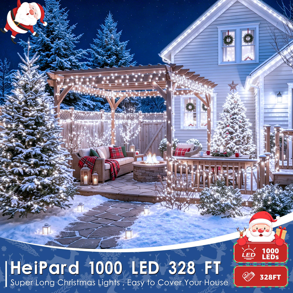 1000 LED Christmas Lights Outdoor 328 FT Cool White Remote and Plug (Cool White / 1000 LED)