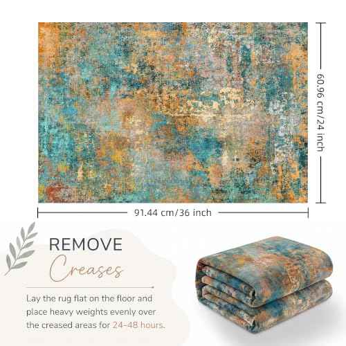 Area Rug 2x3 Washable Non Slip Green (Green / 2' x 3' (Rectangular))