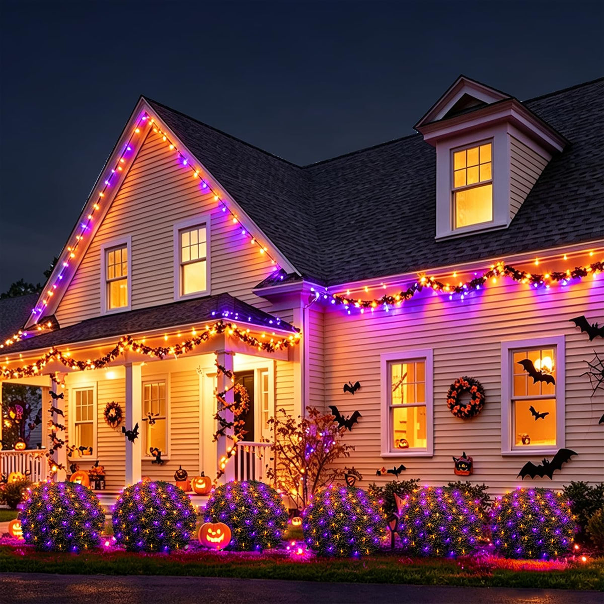 120LED Halloween Net Lights Outdoor (Orange/Purple-1PCS)