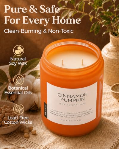 Cinnamon Pumpkin Scented Candle Fall Baking Spice Aroma for Halloween Decor (Large Jar / Cinnamon Pumpkin)