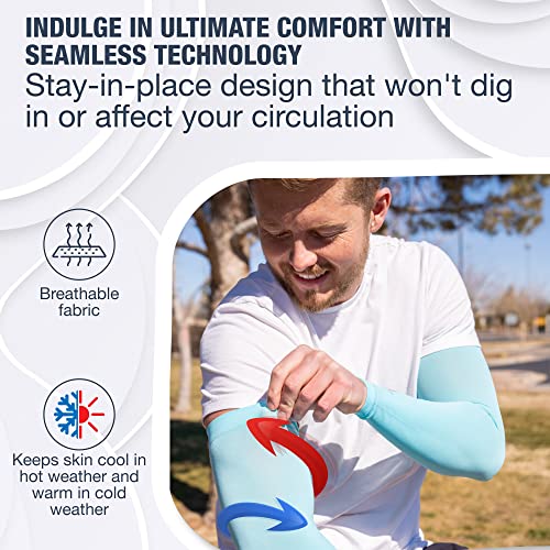Cooling Arm Sleeves for Men & Women (1 Pair: Turquoise Blue / One Size)