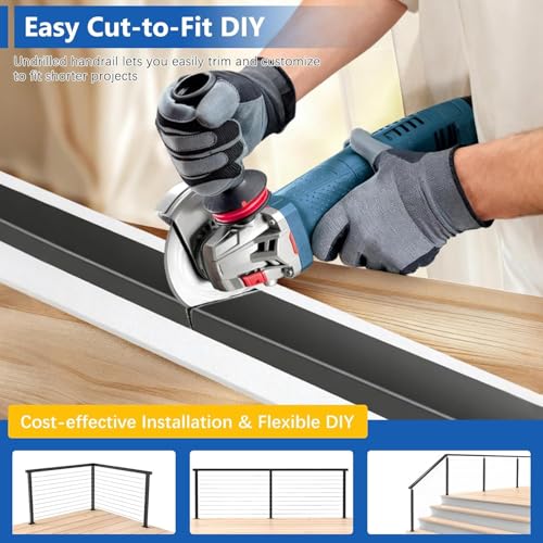 Stainless Steel T316 Black Handrail for Cable Railing Post with Nylon End Cap Kits