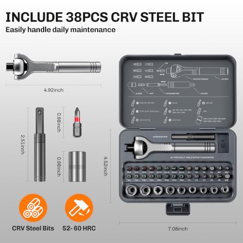 Magnetic Ratchet Screwdriver Set with Detachable Handle