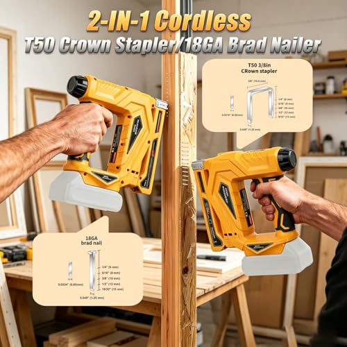 2 in 1 Cordless Brad Nailer Compatible with Dewalt 20V MAX Battery