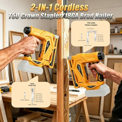 2 in 1 Cordless Brad Nailer Compatible with Dewalt 20V MAX Battery