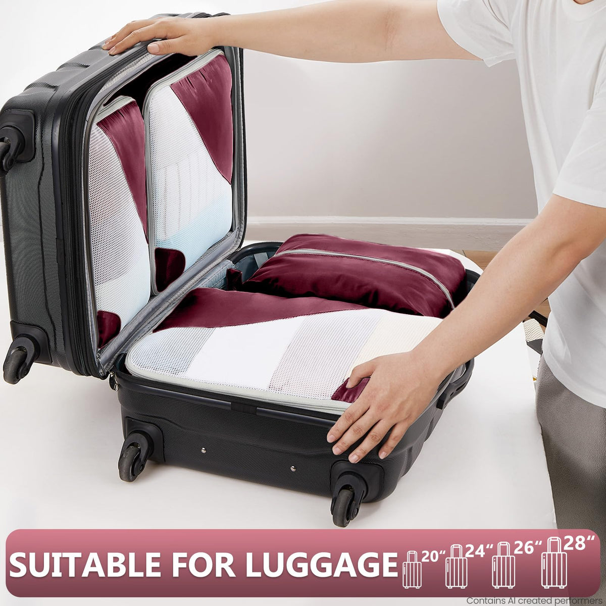Packing Cubes for Travel (11 Burgundy)