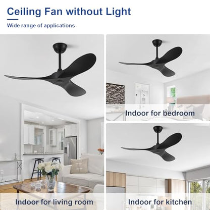 52 60'' Solid Wood Blades Ceiling Fan without Light
