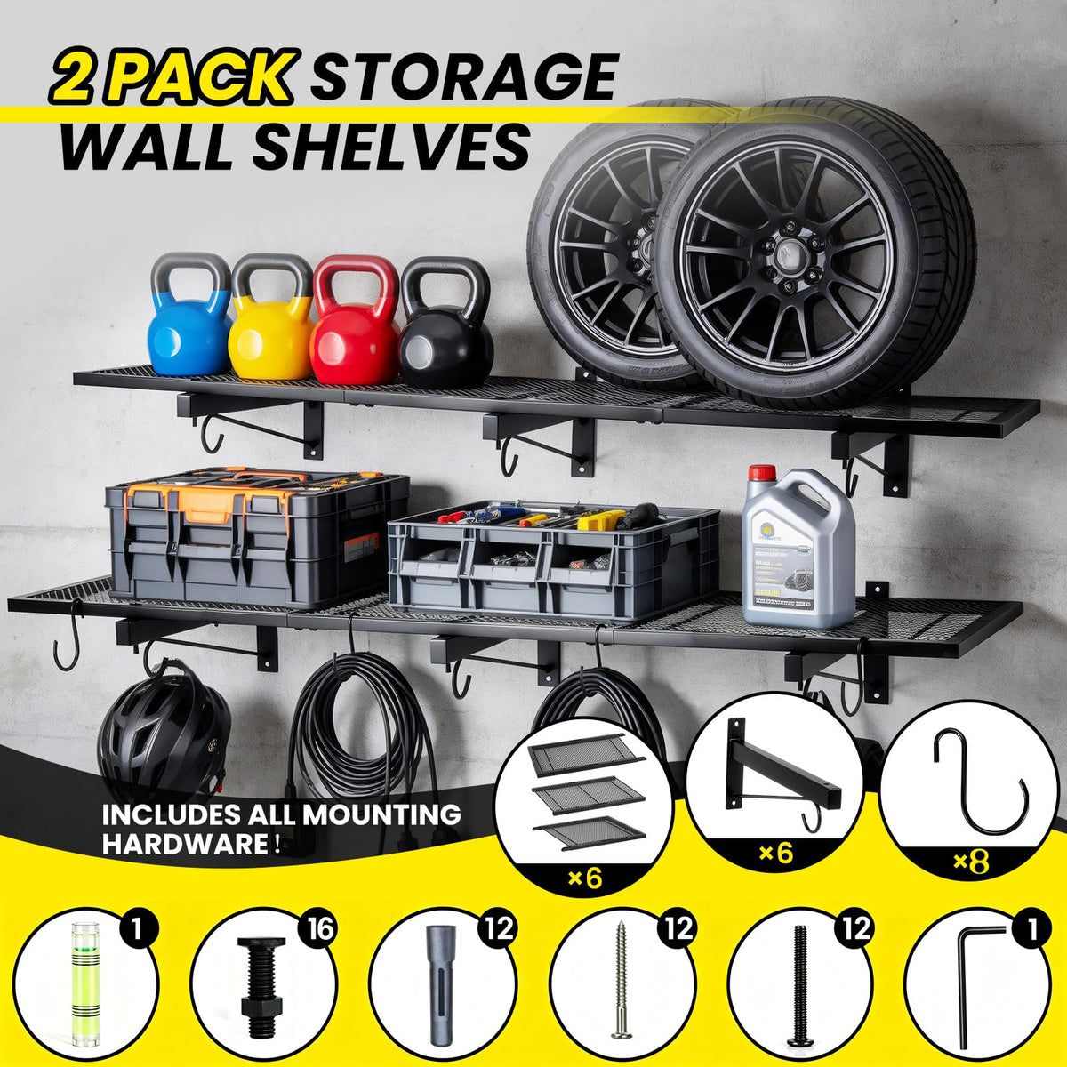 2 Pack Garage Wall Shelving (C-2 PACK)