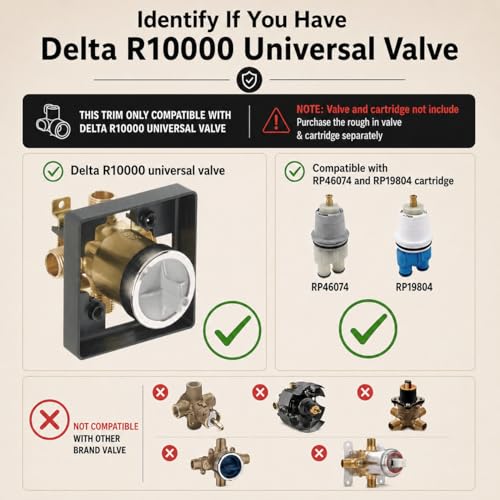 Compatible with Delta R10000 Valve Shower Trim Kit