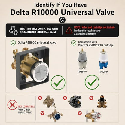 Compatible with Delta R10000 Valve Shower Trim Kit