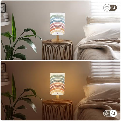 Boho Rainbow Table Lamp for Bedroom with USB Port Kids Positive Affirmation Inspirational Home Decor for Living Room Dorm Classroom Desk