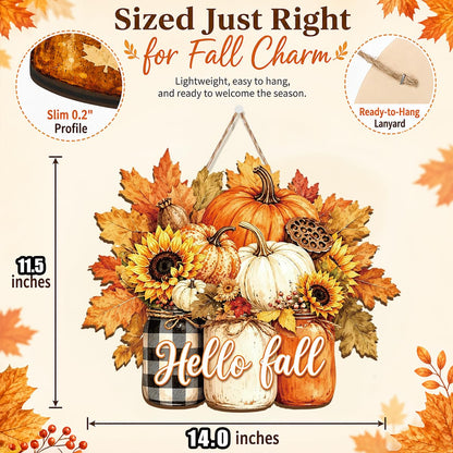 Fall Door Decor Wooden Pumpkin Door Hanger (Fall2)