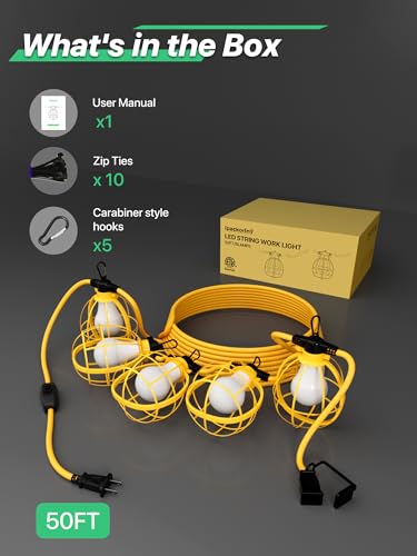 Ipckorin Led Construction String Lights 75W 50FT&150W 100FT