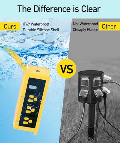 Outdoor Power Strip Weatherproof (Yellow / 25FT)