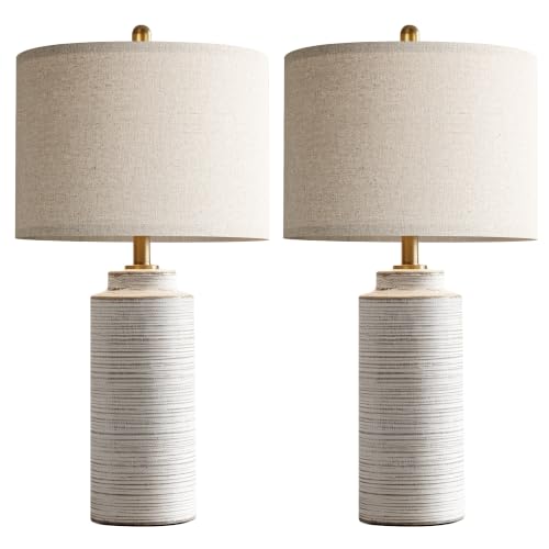 27" Vintage Ceramic Table Lamp Set of 2