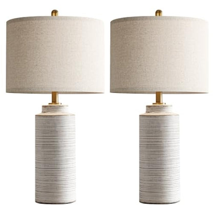 27" Vintage Ceramic Table Lamp Set of 2
