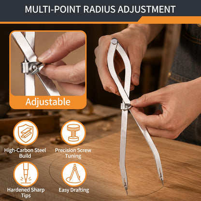 16 inch Radius Divider Tool Scribing Compass for Wood Leather Metal Marking (16inch-1PCS)