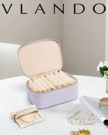 Jewelry Organizer Travel with 8 Clear Velvet Zipper Pouches (C.8 PCS Purple)
