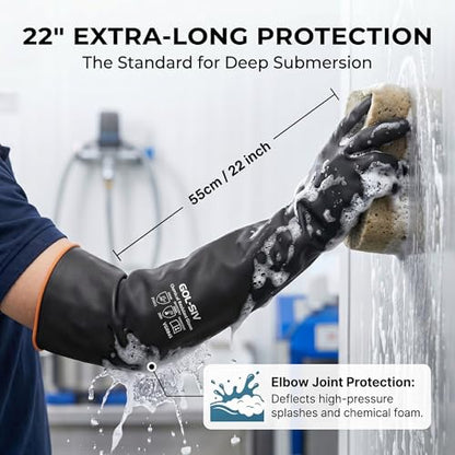 Heavy Duty Latex Gloves (6 Pairs-black / 22 Inch)