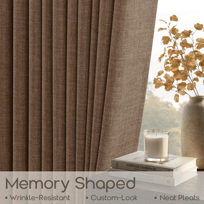 Rust Brown Pinch Pleat Light Filter Extra Long Curtains 120 Inches Length (Rust Brown / 40"W x 120"L (Pack of 2))