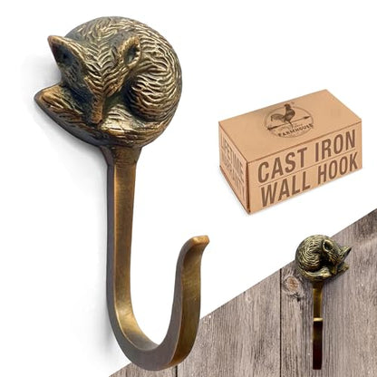 Cast Iron Fox Hook (Antique Bronze / Fox Hook - Single - 5 Inch)