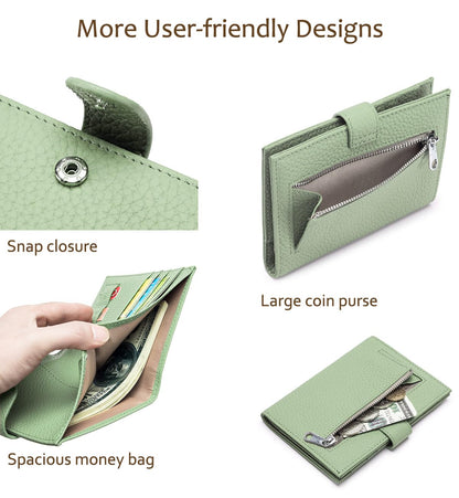 Leather RFID Passport Holder for Travel Women with Gift Box (Light Green)