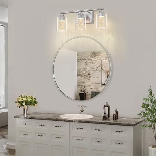 3 Light Brushed Nickel Bathroom Vanity Light with 3 Color Modes (3-light / Brushed Nickel)
