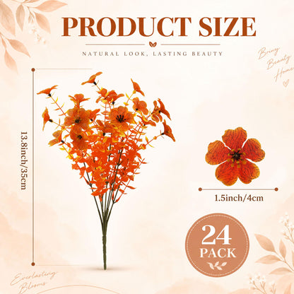 24Pcs Artificial Fall Flowers for Outdoors UV Resistant Decor