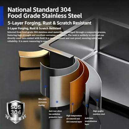 16 Gauge Stainless Steel Single Bowl Kitchen Sink With Accessories