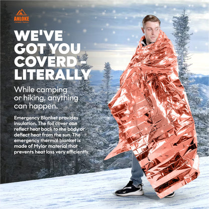 Emergency Blanket Mylar Thermal Blanket (Orange-4 Pack)