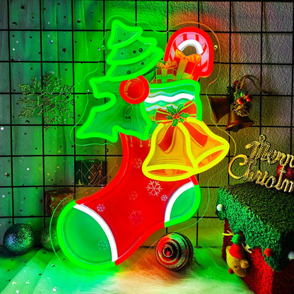 Christmas Stocking Neon Sign Dimmable Christmas Bell Tree LED Neon Light (SDWLD)