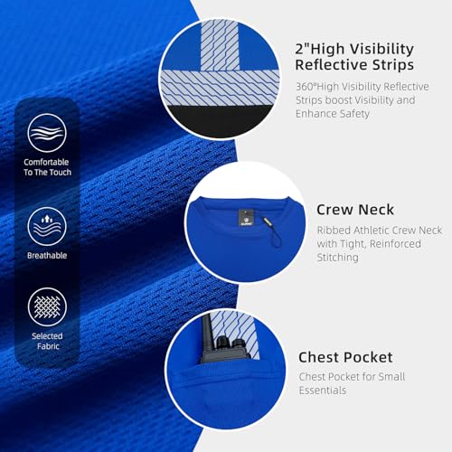 High Visibility Safety Reflective T Shirts for Men (Small / Blue+black)