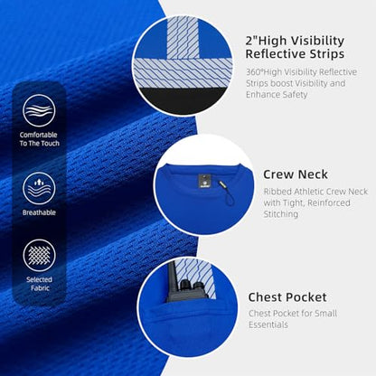 High Visibility Safety Reflective T Shirts for Men (Small / Blue+black)