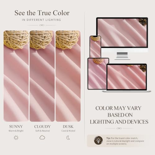Pink Linen Curtains 90 Inches Long Drape for Living Room 2 Panels (Pink / 52"W x 90"L (Pack of 2))