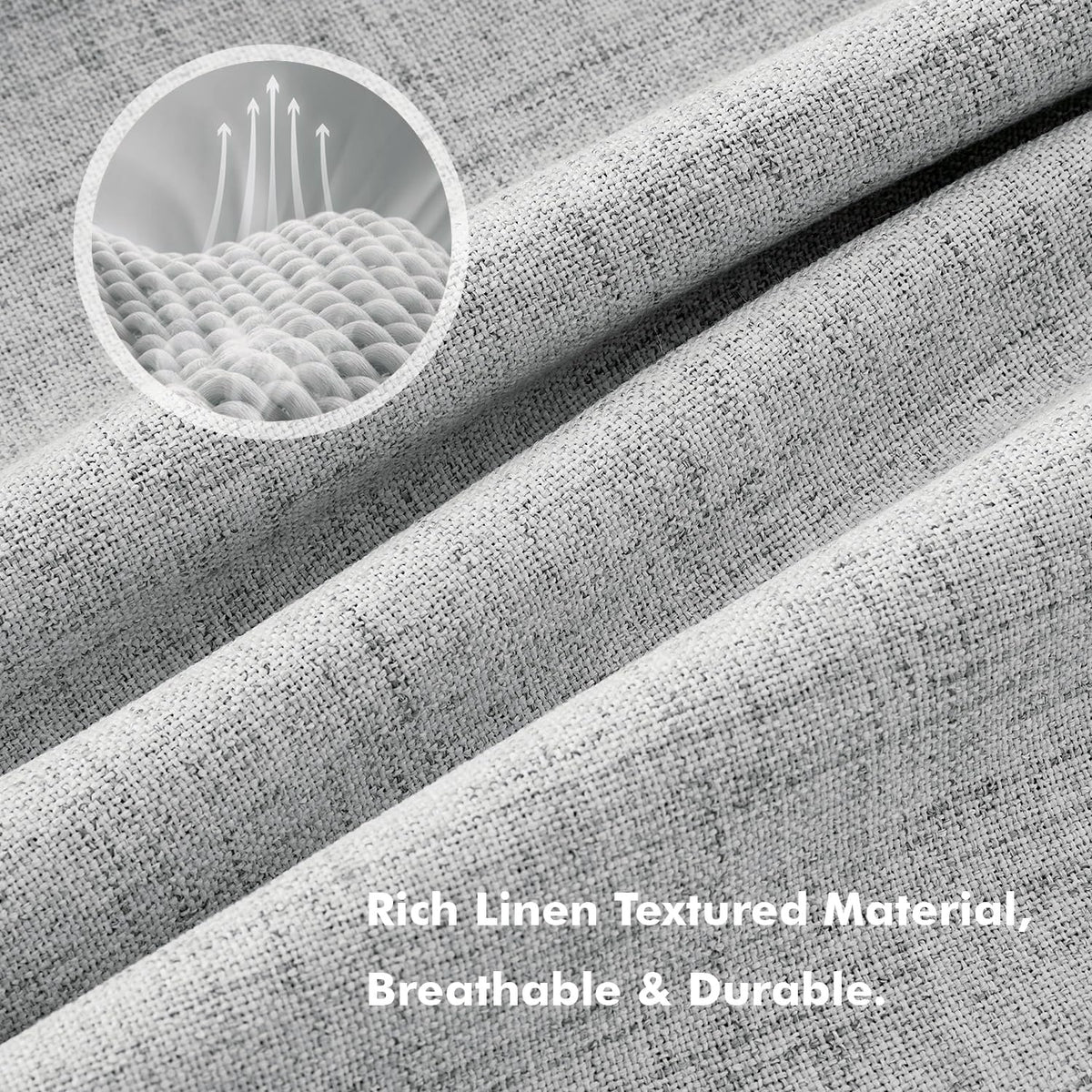 100% Blackout Linen Curtains for Bedroom 42 x 63 Inch Grey 2 Panels (Grey / 42"W x 63"L (Pack of 2))