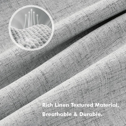 100% Blackout Linen Curtains for Bedroom 42 x 63 Inch Grey 2 Panels (Grey / 42"W x 63"L (Pack of 2))