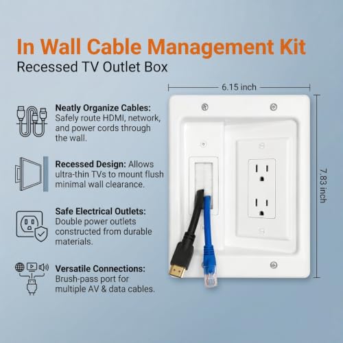 in Wall Cable Management Kit with Recessed Outlet Box